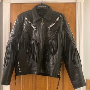 Genuine Leather jacket with beading and fringe